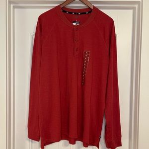 NWT Men’s Gap Long-Sleeve Henley, Red, Size XL.